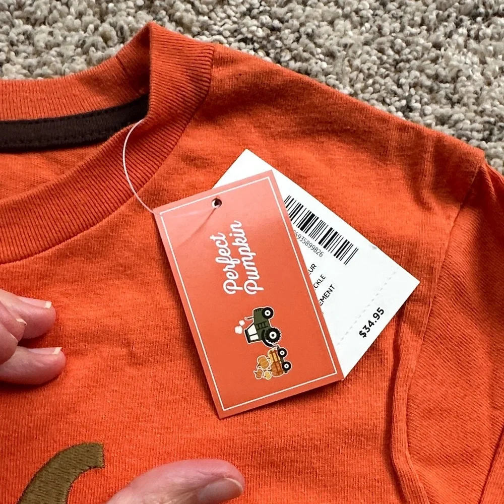 NWT Gymboree Orange Pumpkin Plaid Long Sleeve Tee size 8